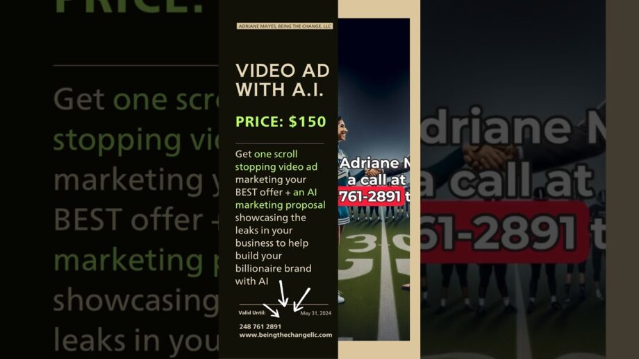Revolutionize Your Marketing | $150 AI Video Ad Marketing Proposal | Adriane Mayes Being the Change