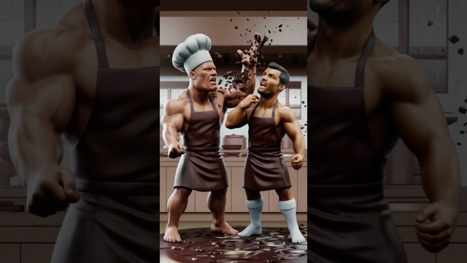 The rock and Ronaldo fight with chocolate #ai #football #animeedit