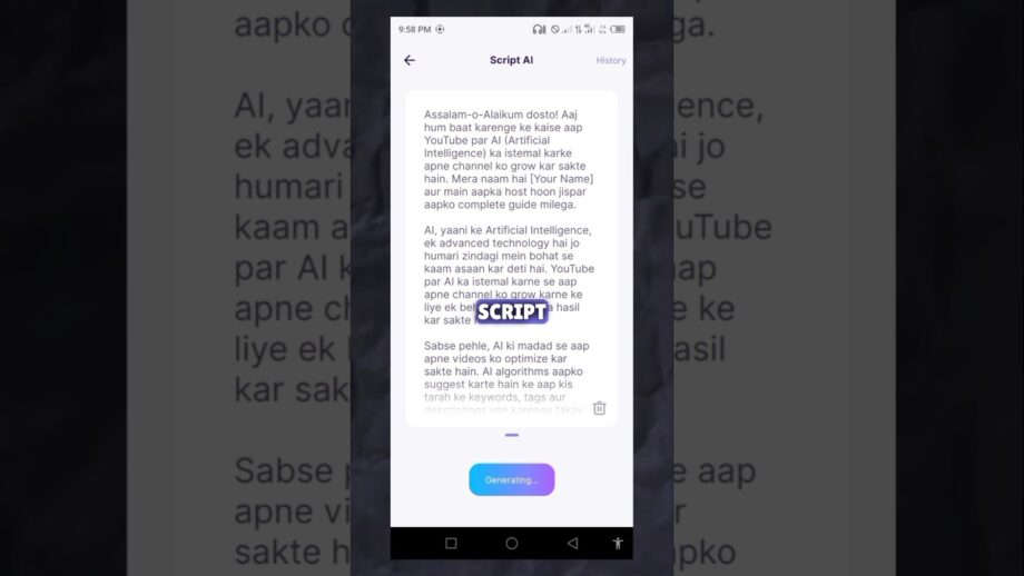Generate YouTube video script with Ai #scriptai #ai #blink