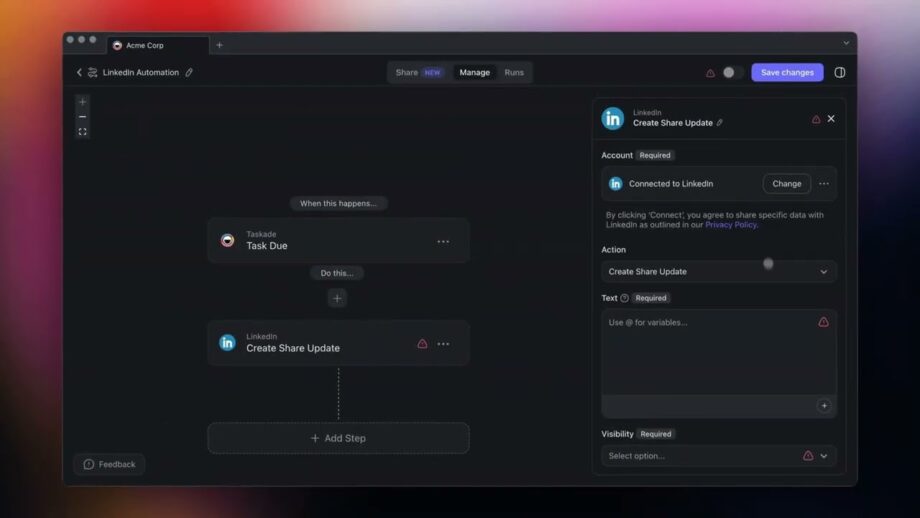 Advanced LinkedIn Automation with Taskade – AI Agents, Smart Triggers & Custom Workflows!