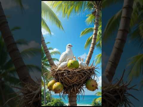 The story of a pigeon making a nest on a coconut tree and laying eggs and then a snake comes 😭 #ai