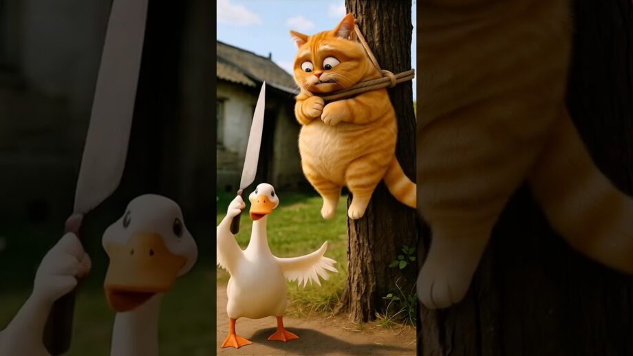 Savage Duck 🥶 #cat #funny #ai #duck #tiger #panda #automation