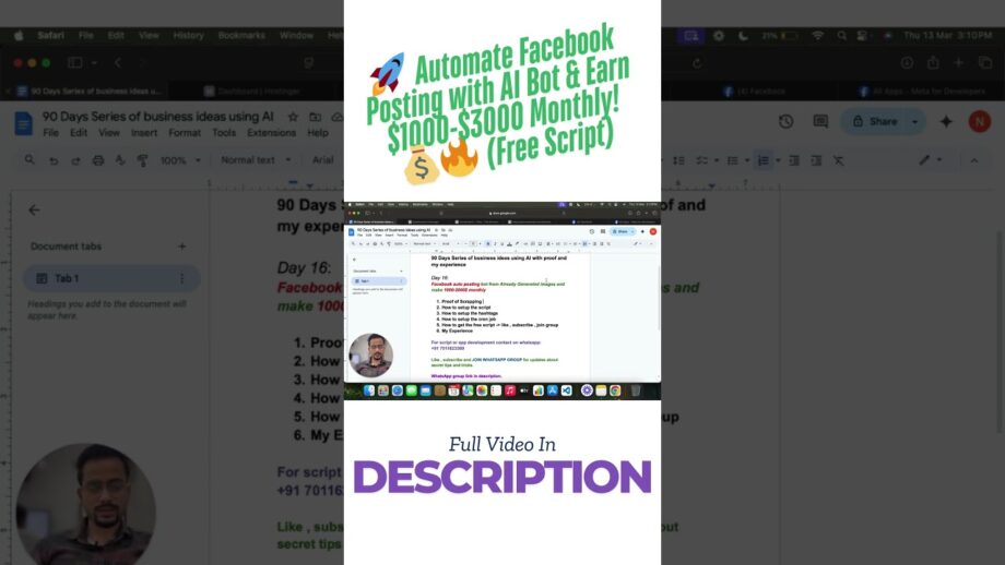 🚀 Automate Facebook Posting with AI Bot & Earn   #passiveincome#facebookautomation #earnmoneyonline